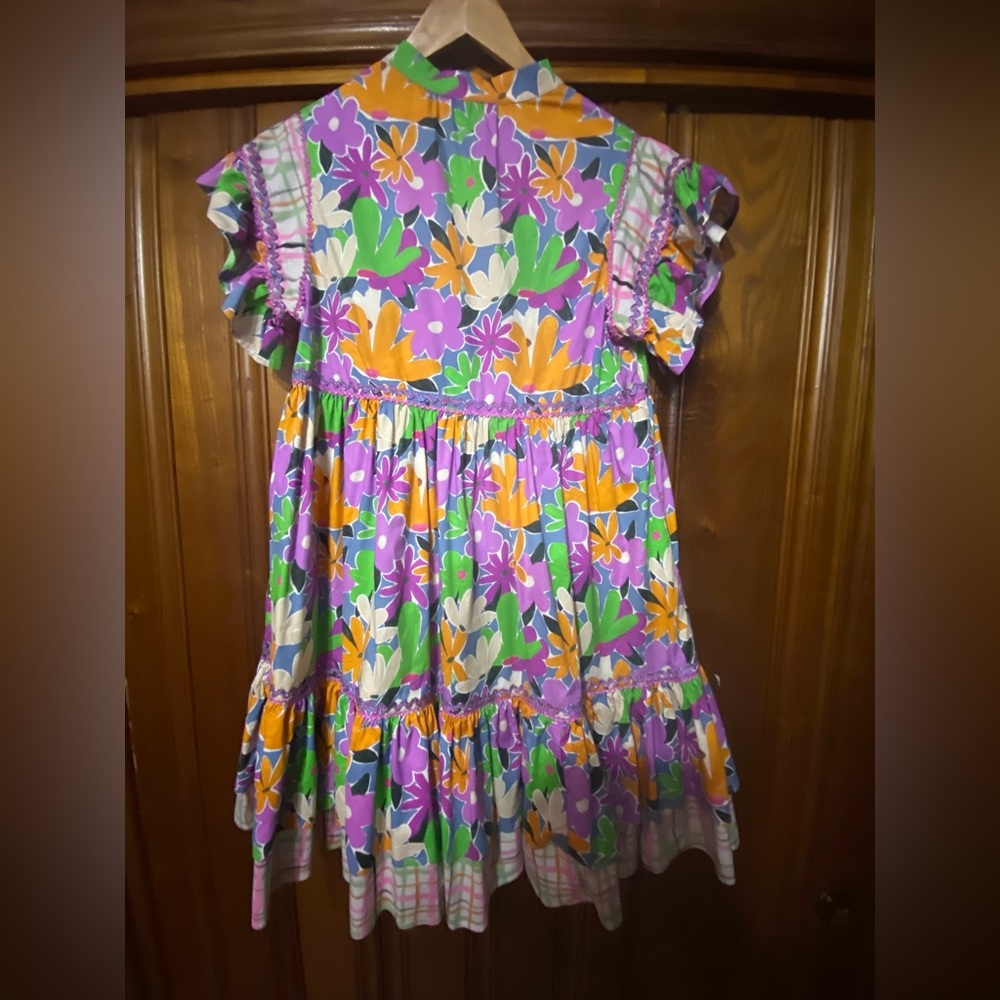 CeliaB Floral Tiered Mini Dress in Pink, Yellow & Green - Picture 8 of 13